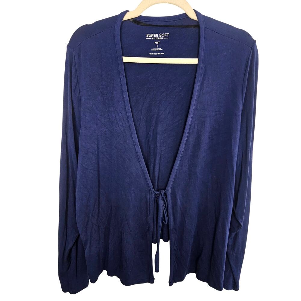 Torrid Super Soft Knit Women Tie Front Cardigan Top Plus Size 1X Classic Stretch